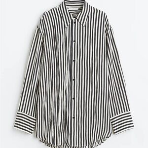 H&M Black and White Striped Button Down Shirt